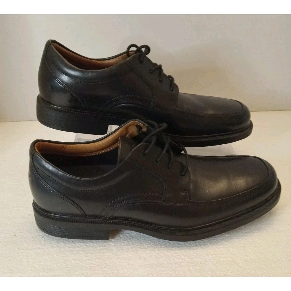 Rockport Men Black Leather Essential Details Apron Toe Oxford Shoes 9 N